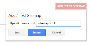 Dialog box with the sitemap.xml address entered in the field
